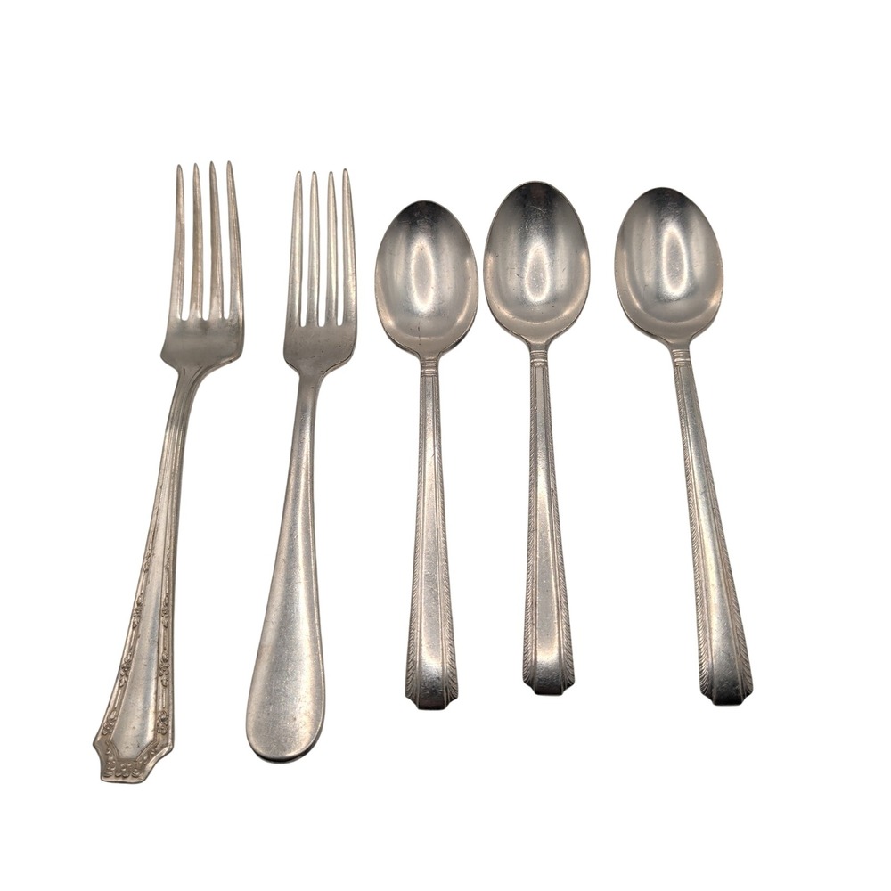 R.W. & S. Fairfield Flatware Set 5pc Silverplate Vintage Mixed Lot Fork Spoon